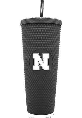 Nebraska Cornhuskers 24oz Black Studded Straw Tumbler