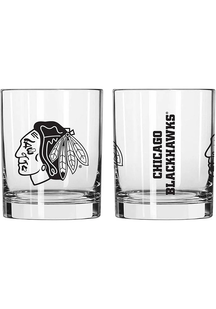 Chicago Blackhawks 14 OZ Gameday Rock Glass - Black