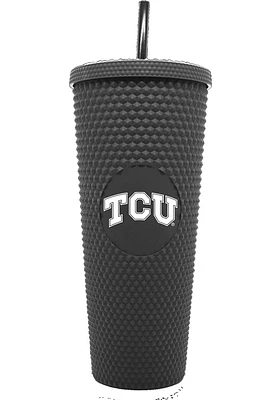 TCU Horned Frogs 24oz Black Studded Straw Tumbler