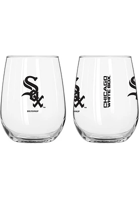 Chicago White Sox 16 OZ Gameday Curved Stemless Wine Glass - Black