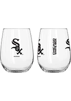 Chicago White Sox 16 OZ Gameday Curved Stemless Wine Glass - Black