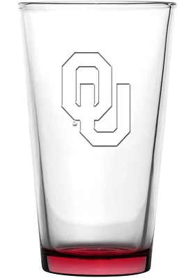 Oklahoma Sooners 16oz Embossed Pint Glass - White