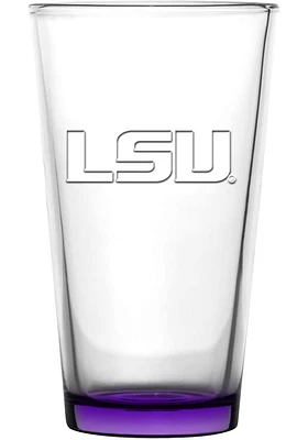 LSU Tigers 16oz Embossed Pint Glass - White