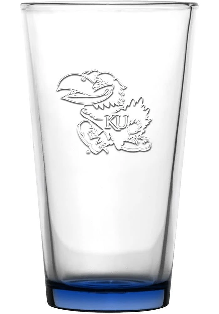 Kansas Jayhawks 16oz Embossed Pint Glass - White