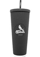 St Louis Cardinals 24oz Black Studded Straw Tumbler