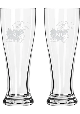 Kansas Jayhawks 16oz Satin Etch Pilsner Glass - Blue