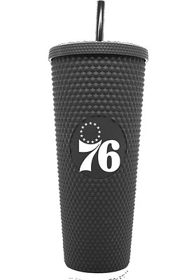 Philadelphia 76ers 24oz Black Studded Straw Tumbler