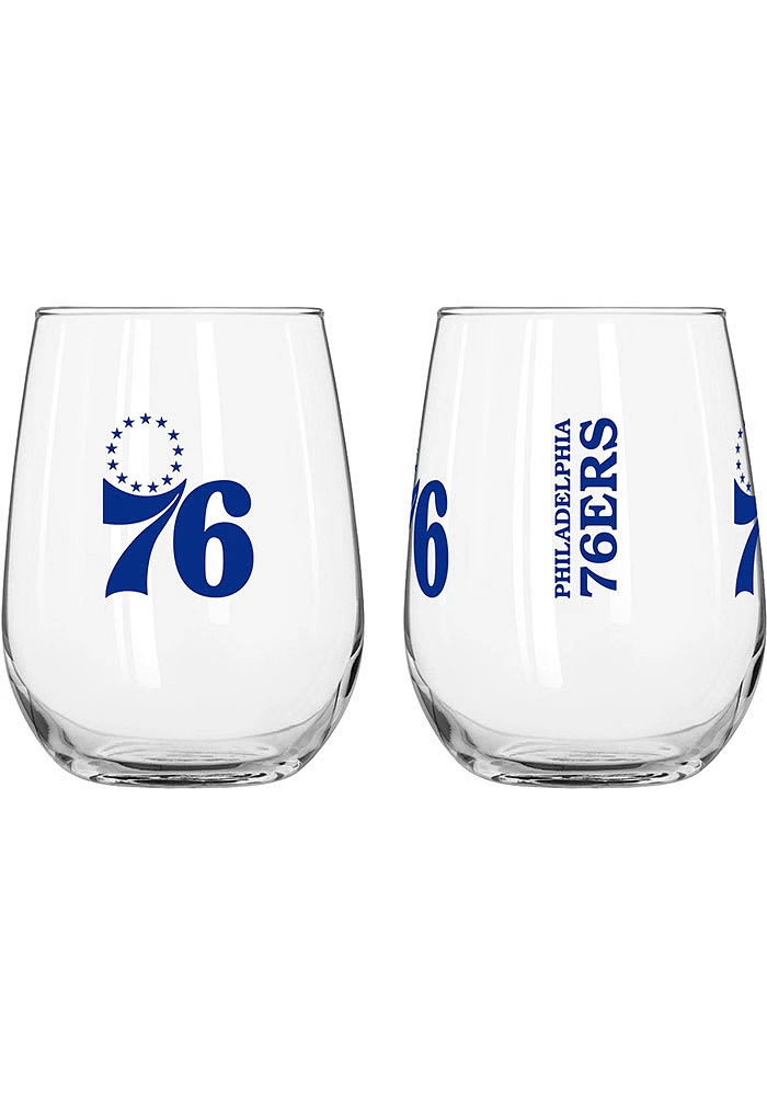 Philadelphia 76ers 16 OZ Gameday Curved Stemless Wine Glass - Blue
