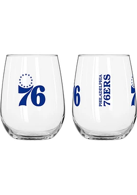 Philadelphia 76ers 16 OZ Gameday Curved Stemless Wine Glass - Blue