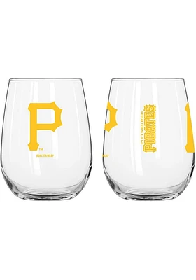 Pittsburgh Pirates 16 OZ Gameday Curved Stemless Wine Glass - Black