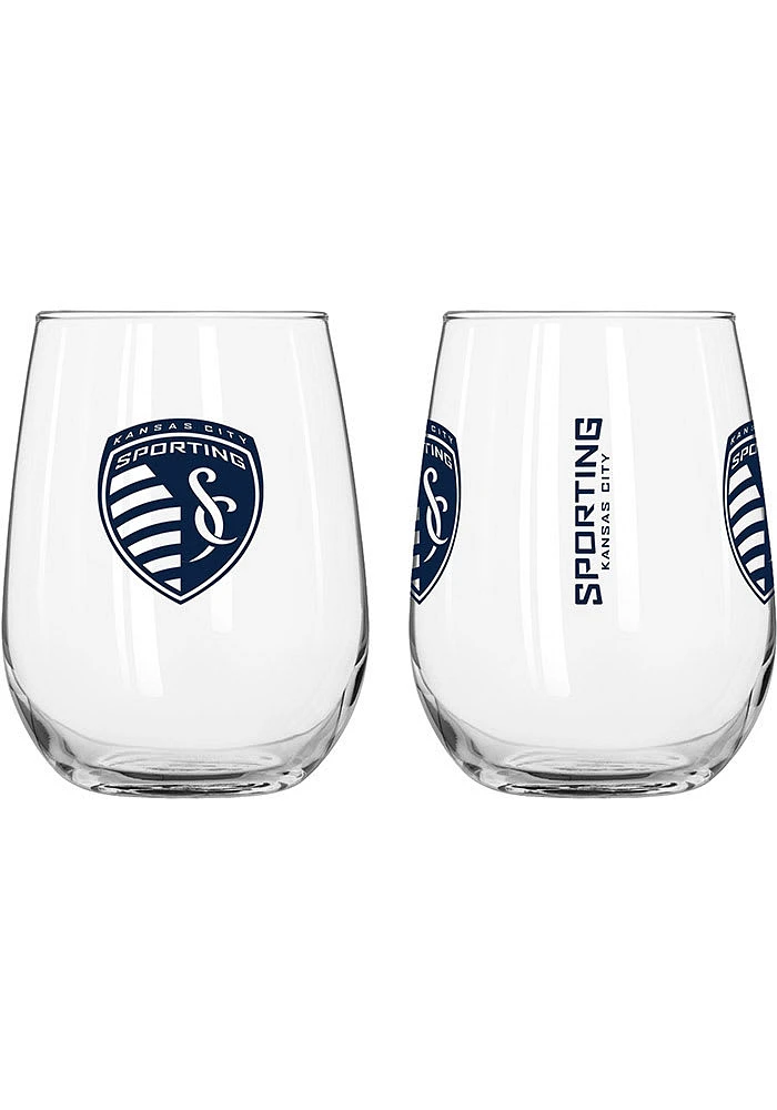 Sporting Kansas City 16 OZ Gameday Curved Stemless Wine Glass - Blue