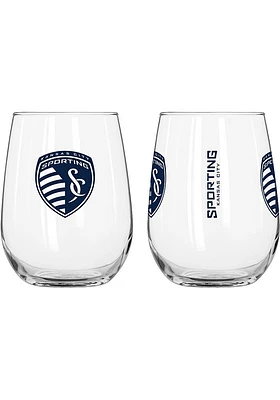 Sporting Kansas City 16 OZ Gameday Curved Stemless Wine Glass - Blue
