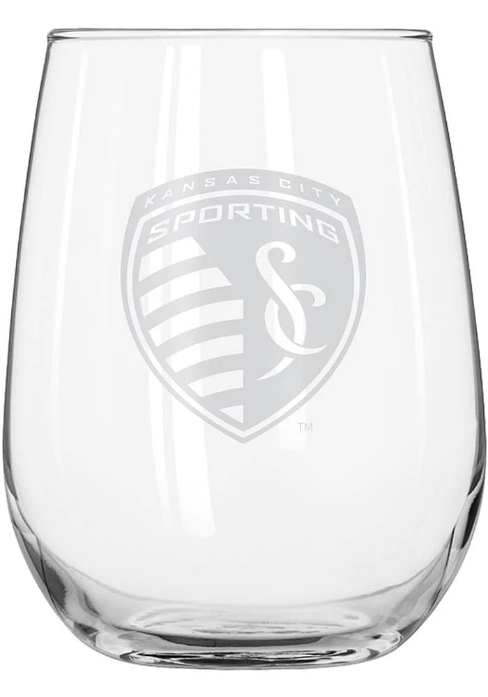 Sporting Kansas City 16 OZ Frost Curved Stemless Wine Glass - White