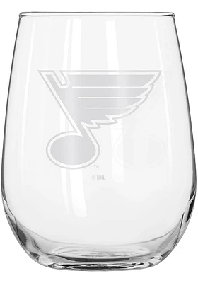 St Louis Blues 16 OZ Frost Curved Stemless Wine Glass - White