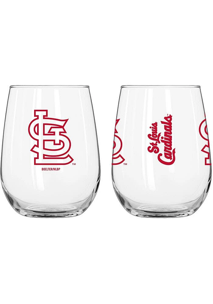 St Louis Cardinals 16 OZ Gameday Curved Stemless Wine Glass - Red