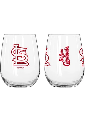 St Louis Cardinals 16 OZ Gameday Curved Stemless Wine Glass - Red