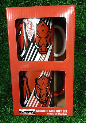 Arkansas Razorbacks 11 OZ 2 Pack Box Set Ceramic Mug - Red