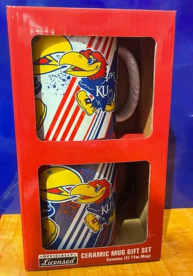 Kansas Jayhawks 11 OZ 2 Pack Box Set Ceramic Mug - Blue