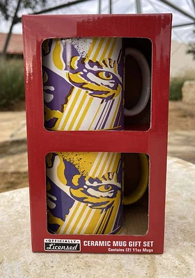 LSU Tigers 11 OZ 2 Pack Box Set Ceramic Mug - Purple