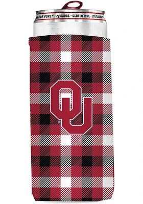Logo Brands Oklahoma Sooners 12oz Plaid Slim Coolie