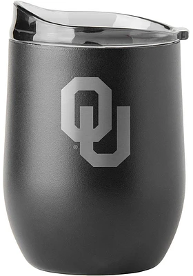 Oklahoma Sooners 16oz Etch Powder Coat Curved Beverage Stainless Steel Stemless
