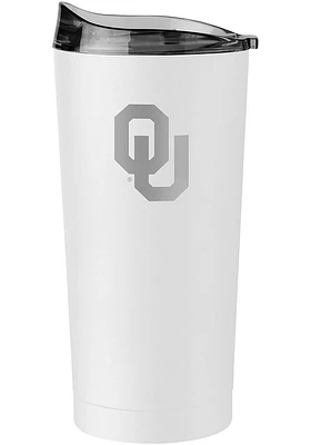 Logo Brands Oklahoma Sooners 20oz Etch White Powder Coat Stainless Steel Tumbler - White