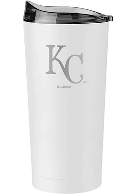 Logo Brands Kansas City Royals 16 OZ White Powder Coat Curved Ultra Stainless Steel Tumbler - Whit..