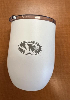 Missouri Tigers 16 OZ White Powder Coat Curved Ultra Stainless Steel Stemless - White