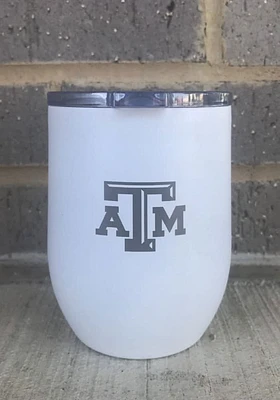 Texas A&M Aggies 16 OZ White Powder Coat Curved Ultra Stainless Steel Stemless - White