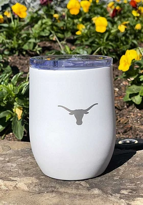 Texas Longhorns 16 OZ White Powder Coat Curved Ultra Stainless Steel Stemless - White