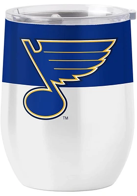 St Louis Blues 16 OZ White Color Block Curved Ultra Stainless Steel Stemless - White