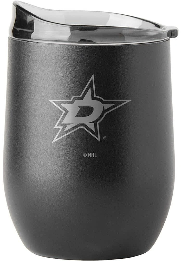 Dallas Stars 16 OZ Powder Coat Curved Ultra Stainless Steel Stemless - Black