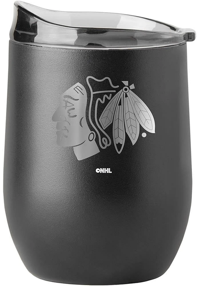 Chicago Blackhawks 16OZ Powder Coat Stainless Steel Stemless - Black