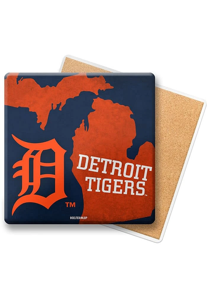 Detroit Tigers Slogan Stone Coaster - Navy Blue