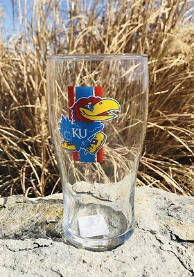 Kansas Jayhawks 20 OZ Half Stripe Pint Glass - Red