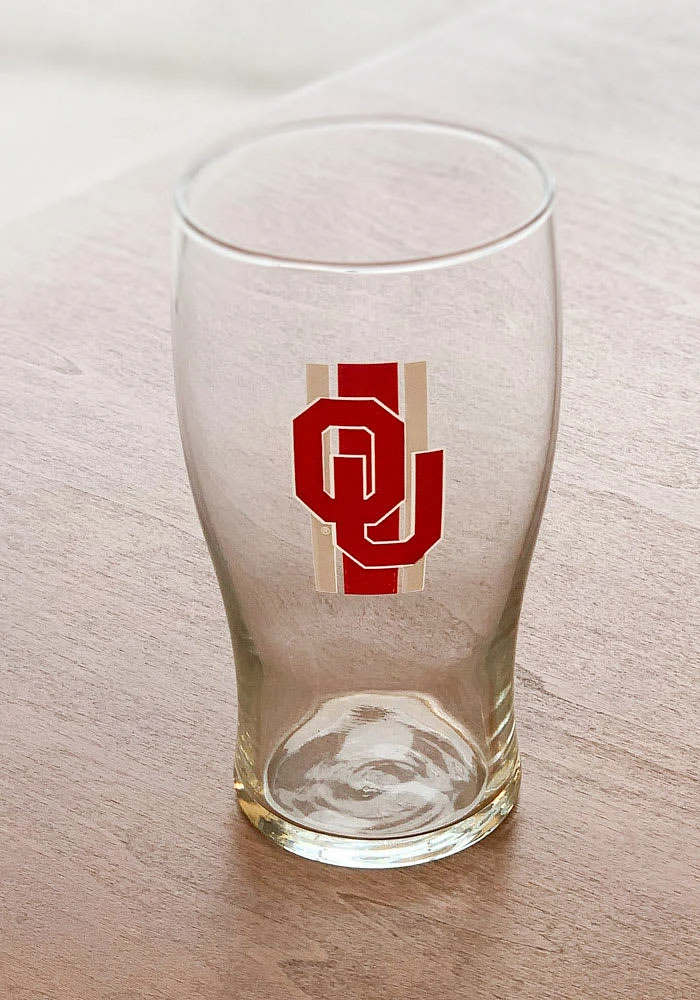 Oklahoma Sooners 20 OZ Half Stripe Pint Glass - Red