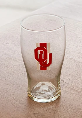 Oklahoma Sooners 20 OZ Half Stripe Pint Glass - Red