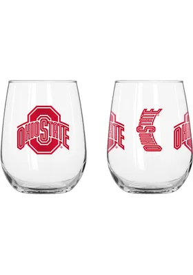 Ohio State Buckeyes 16OZ Gameday Curved Stemless Wine Glass - Red