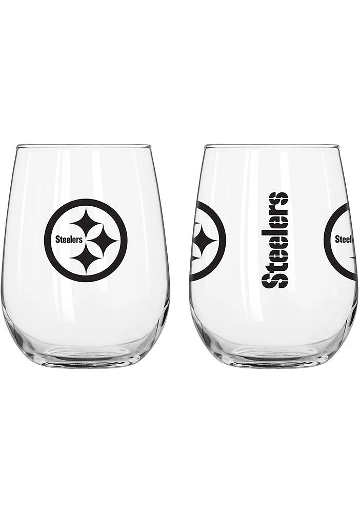 Pittsburgh Steelers 16OZ Gameday Curved Stemless Wine Glass - Black