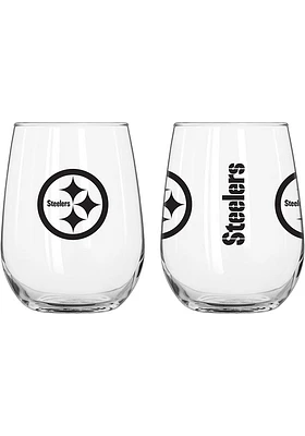 Pittsburgh Steelers 16OZ Gameday Curved Stemless Wine Glass - Black