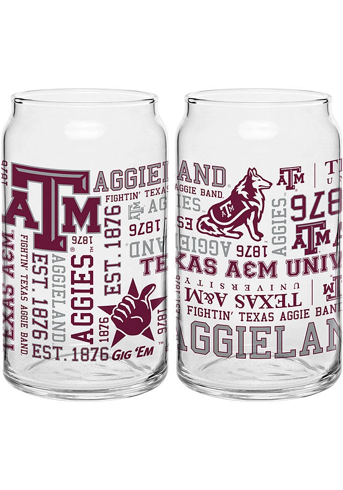 Texas A&M Aggies 16 OZ Spirit Glass Can Pint Glass - Red