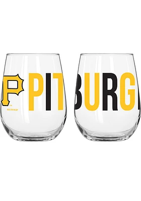 Pittsburgh Pirates 16OZ Overtime Stemless Wine Glass - Black