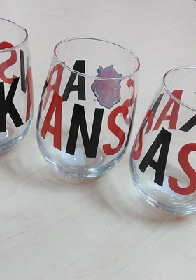 Arkansas Razorbacks 16OZ Retro Spirit Stemless Wine Glass - Red