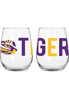 LSU Tigers 16OZ Overtime Stemless Wine Glass - Purple