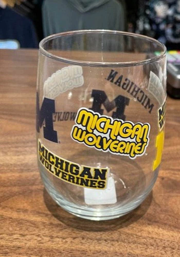 Michigan Wolverines 16OZ Retro Spirit Stemless Wine Glass - Blue