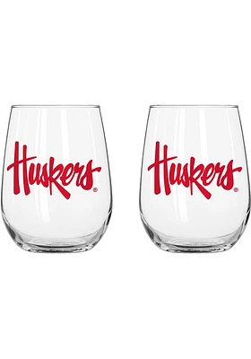 Nebraska Cornhuskers 16OZ Stemless Wine Glass - Red