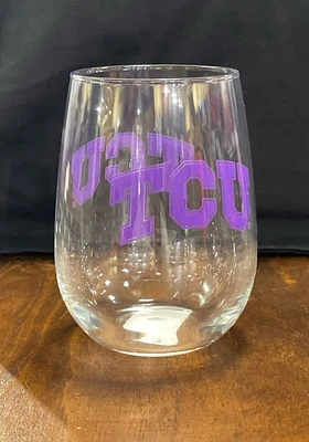 TCU Horned Frogs 16OZ Stemless Wine Glass - Purple