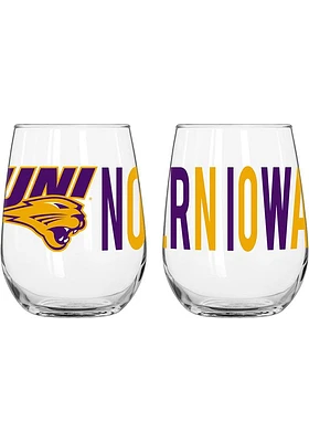 Northern Iowa Panthers 16OZ Overtime Stemless Wine Glass - Purple