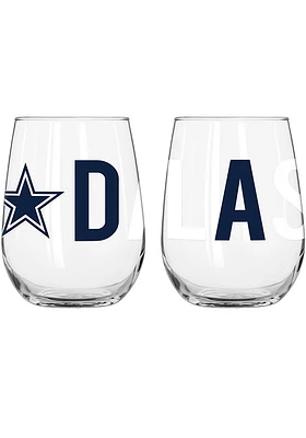 Dallas Cowboys 16OZ Overtime Stemless Wine Glass - Navy Blue