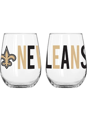 New Orleans Saints 16OZ Overtime Stemless Wine Glass - Black
